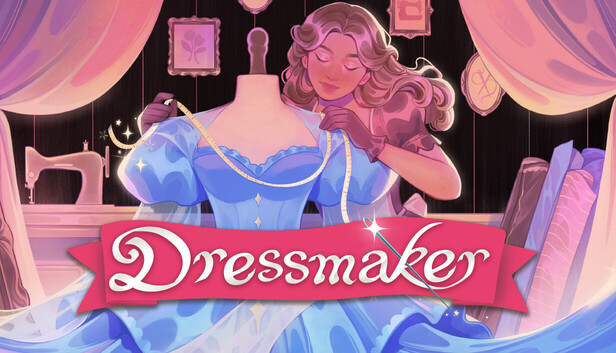 Official Dressmaker Steam artwork showing a dress being sewn